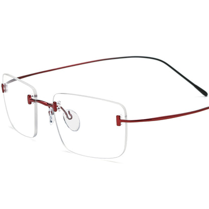 Titanium Square Optical Glasses Frame Rimless Gradient - Red Gradient Black - MCROONS