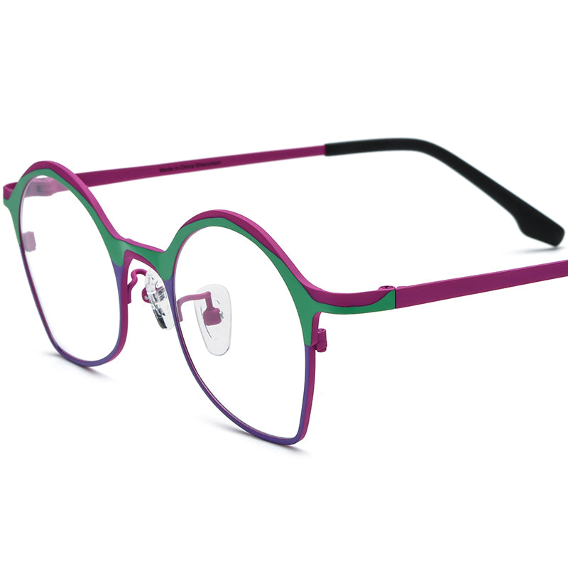 Colourful Titanium Cat Eye Optical Glasses - Green Purple - MCROONS