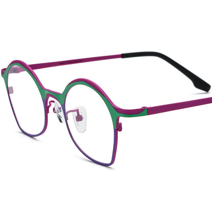 Colourful Titanium Cat Eye Optical Glasses - Green Purple - MCROONS