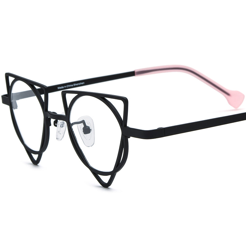 Asymmetric Titanium Optical Glasses Frame Fashion - Black - MCROONS
