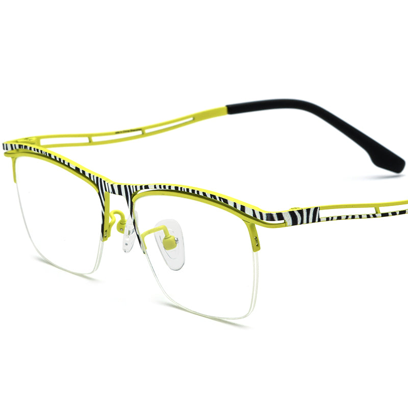 Ultralight Titanium Half-Rim Square Optical Glasses - Yellow - MCROONS
