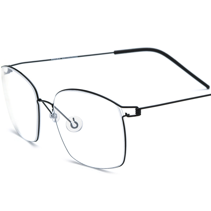 Screwless Titanium Alloy Square Optical Glasses Frame Vintage - Black - MCROONS