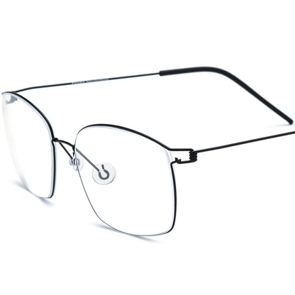 Screwless Titanium Alloy Square Optical Glasses Frame Vintage - Black - MCROONS