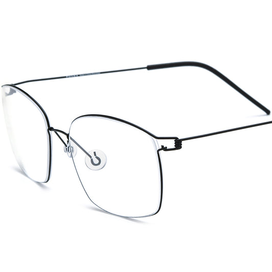 Screwless Titanium Alloy Square Optical Glasses Frame Vintage - Black - MCROONS