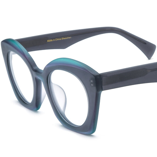 Matte Acetate Big Size Cat Eye Glasses Frame - Grey - MCROONS