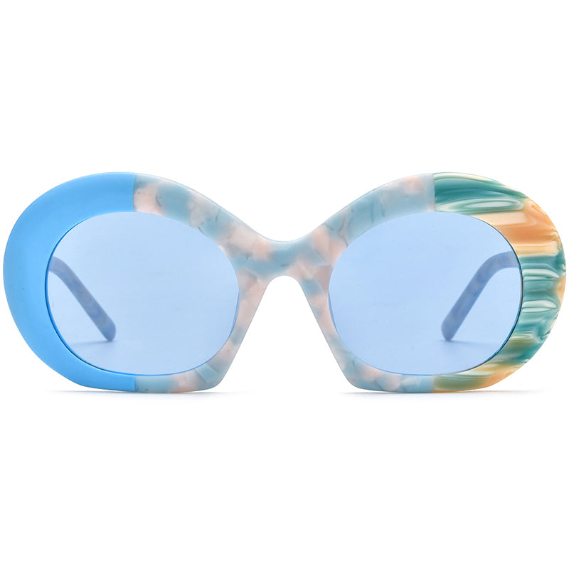 Oversized Matte Acetate Round Polarized Sunglasses - MCROONS - front view