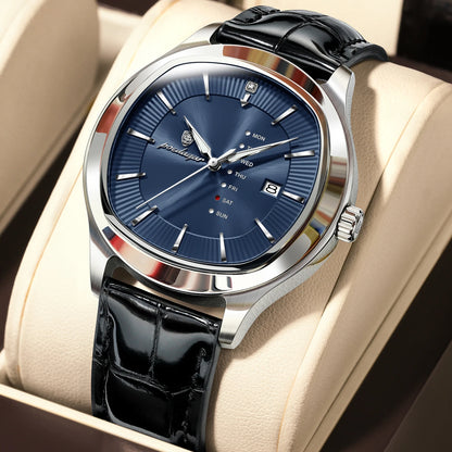 Poedagar 623 Men's Luxury Quartz Watch – Leather Strap, Waterproof, Luminous, Date