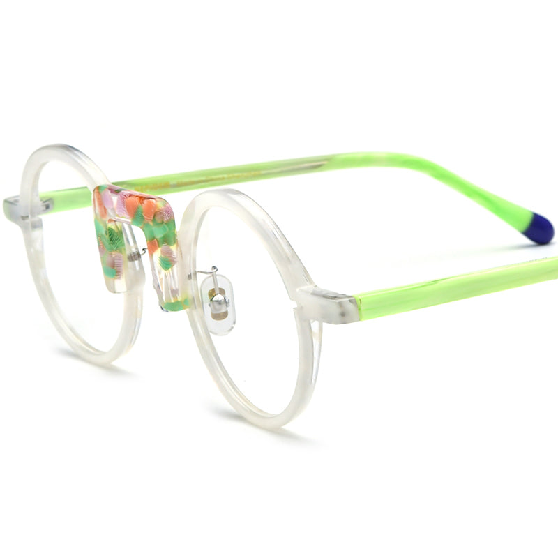 Acetate Round Optical Glasses Frame Retro - White - MCROONS