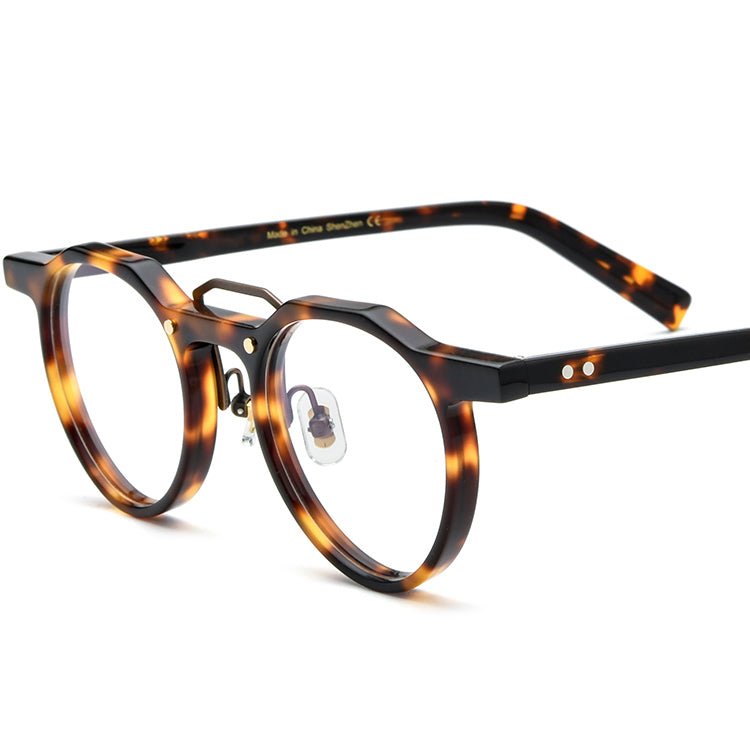 Retro Round Acetate Optical Glasses Frame - Tortoiseshell - MCROONS