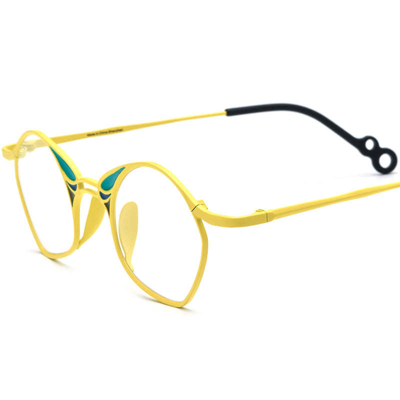 Colourful Titanium Small Irregular Optical Glasses Designer - Yellow - MCROONS
