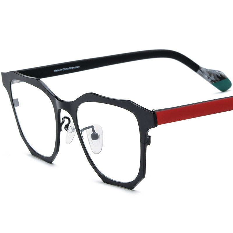 Acetate Titanium Square Optical Glasses Frame Vintage Design - MCROONS - Black