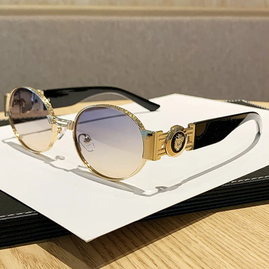 MCROONS Retro Oval Metal Sunglasses — UV400, Unisex