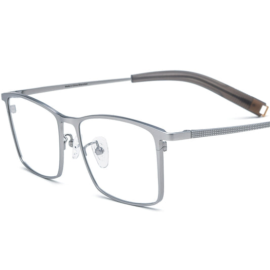 Titanium Square Optical Glasses Frame Durable Lightweight - Silver - MCROONS