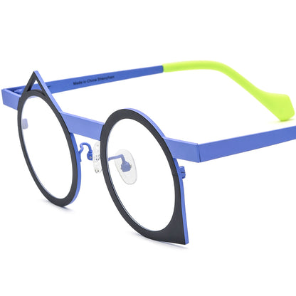 Colourful Titanium Irregular Optical Glasses Frame - Matte Black Blue Frame - MCROONS