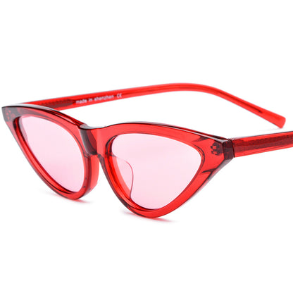 Acetate Cat Eye Polarised Sunglasses - Red Frame Pink Lens - MCROONS