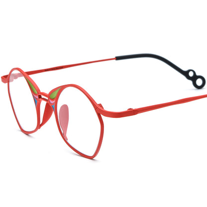 Colourful Titanium Small Irregular Optical Glasses Designer - Red - MCROONS