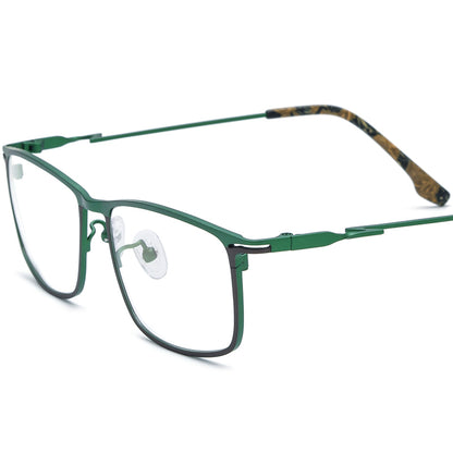 Titanium Square Optical Glasses Frame Vintage Retro - Grey Green - MCROONS