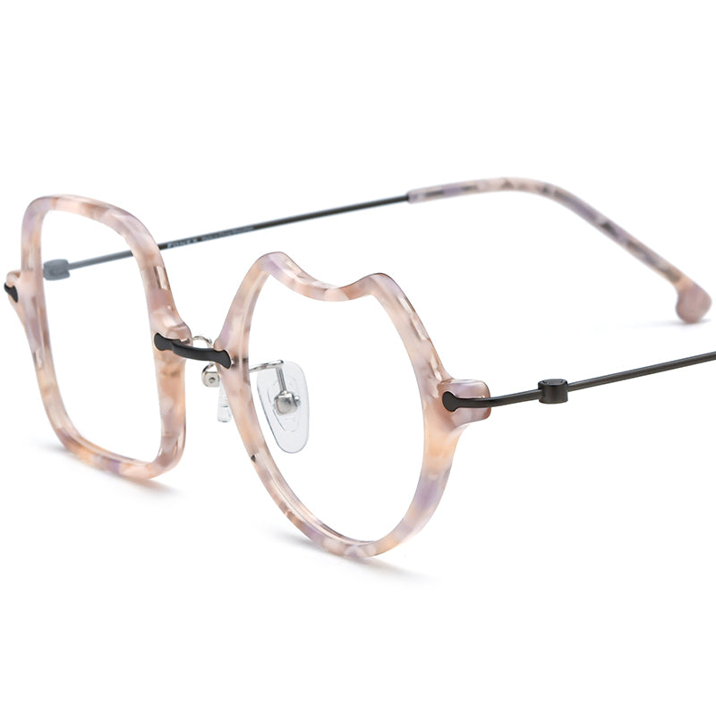 Retro Irregular Acetate Optical Glasses Frame - Grey - MCROONS