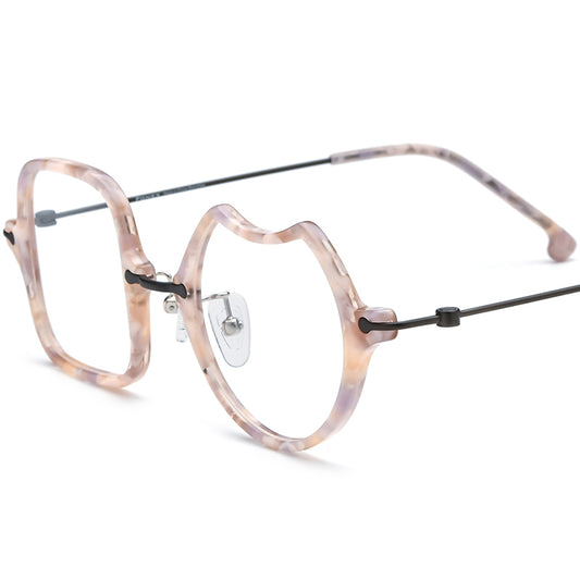 Retro Irregular Acetate Optical Glasses Frame - Grey - MCROONS