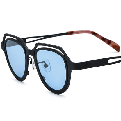 Colourful Titanium Cat Eye Polarised Sunglasses Fashion - Black - MCROONS