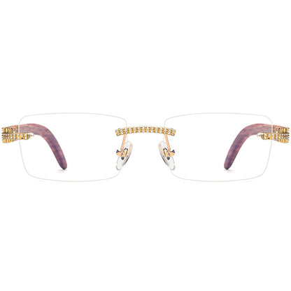 Crystal-Set Square Wood Optical Glasses Frame - MCROONS - Front View