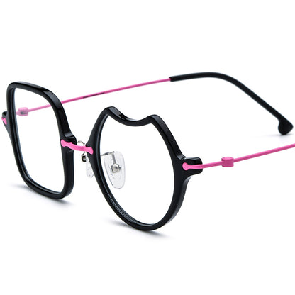 Retro Irregular Acetate Optical Glasses Frame - Pink - MCROONS