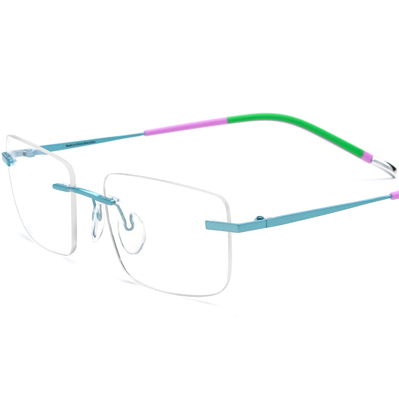 Ultralight Titanium Rimless Square Optical Glasses - Blue - MCROONS