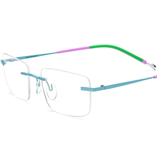 Ultralight Titanium Rimless Square Optical Glasses - Blue - MCROONS