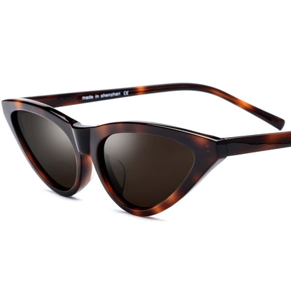 Acetate Cat Eye Polarised Sunglasses - Leopard Frame Brown Lens - MCROONS