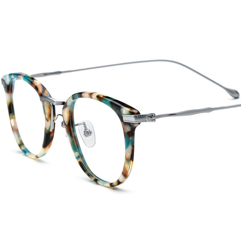 Vintage Square Acetate Titanium Optical Glasses Frame - Silver - MCROONS