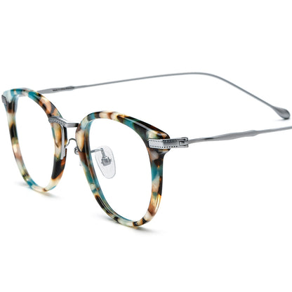 Vintage Square Acetate Titanium Optical Glasses Frame - Silver - MCROONS