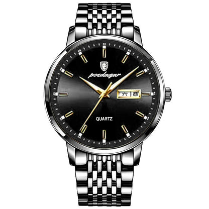 Poedagar 832 Men's Luxury Quartz Watch – Stainless Steel Band, Waterproof, Date