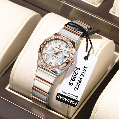 Poedagar 302 Women's Luxury Quartz Watch – Stainless Steel Band, Waterproof, Luminous, Date