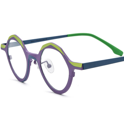 Colourful Titanium Octagon Optical Glasses Frame Vintage - MCROONS - Matte Purple Frame