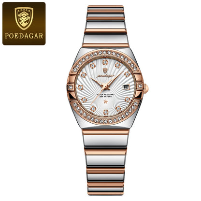 Poedagar 302 Women's Luxury Quartz Watch – Stainless Steel Band, Waterproof, Luminous, Date