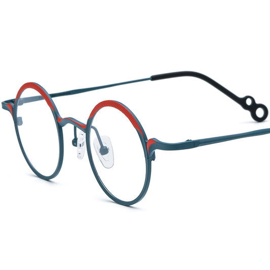 Colourful Titanium Small Round Optical Glasses Frame Retro - Red Green - MCROONS