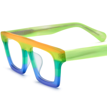Matte Acetate Square Optical Glasses Frame Retro - Orange Blue - MCROONS