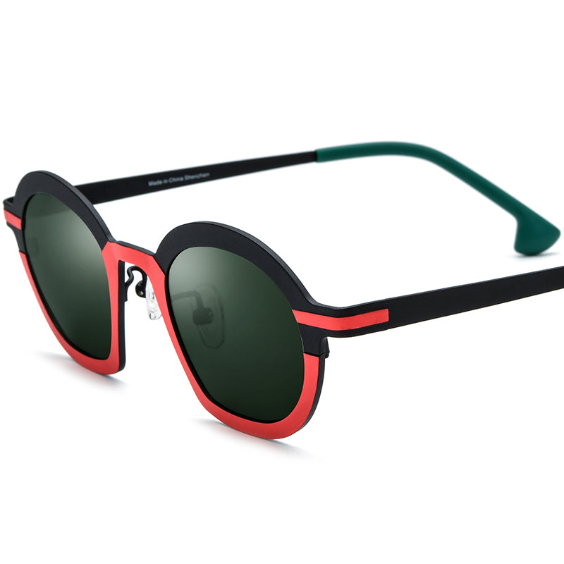 Colourful Titanium Cat Eye Polarised Sunglasses Fashion - Red Black - MCROONS