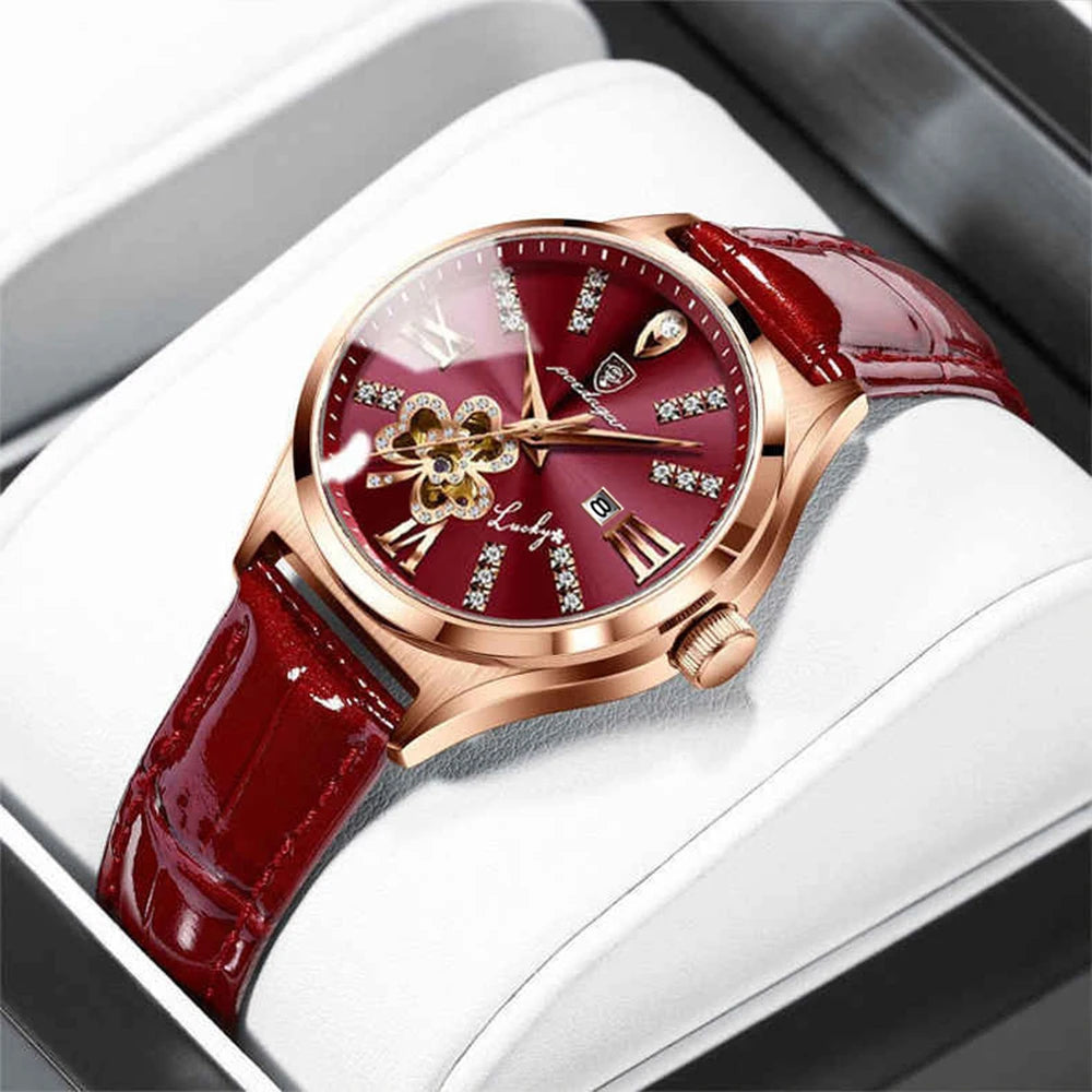 Poedagar 328 Women's Luxury Quartz Watch – Leather Strap, Waterproof, Date