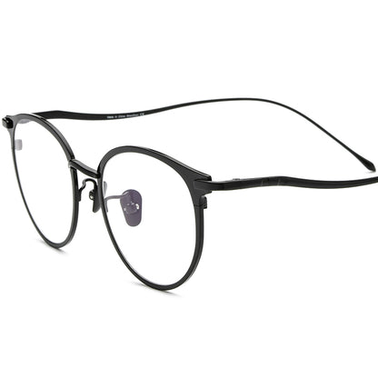 Retro Pure Titanium Round Optical Glasses - Black - MCROONS