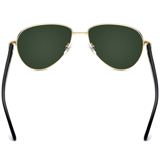 Buffalo Horn Aviator Sunglasses - Green - MCROONS - back view