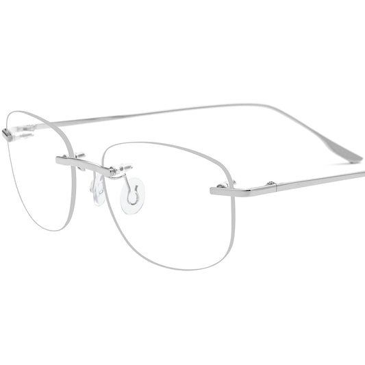 Rimless Titanium Alloy Square Optical Glasses - Silver - MCROONS