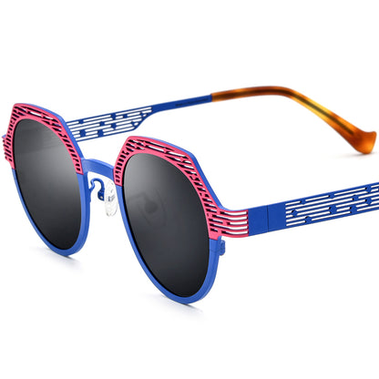 Colourful Titanium Cat Eye Polarised Sunglasses Vintage - Pink Blue - MCROONS