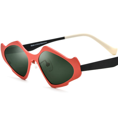 Colourful Titanium Cat Eye Polarised Sunglasses Lightweight - Red Black - MCROONS