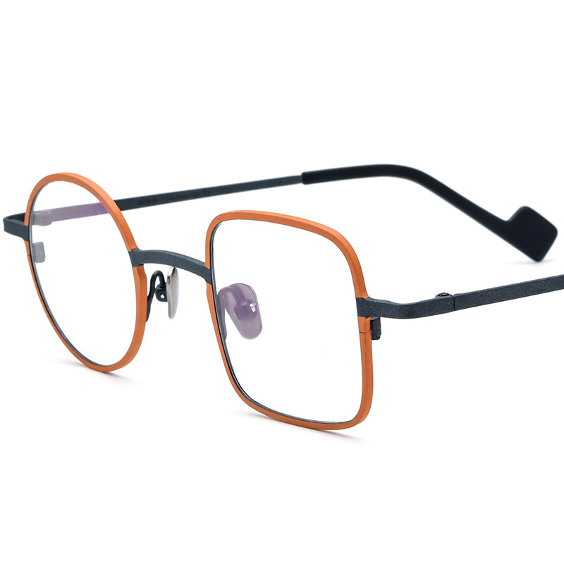 Titanium Geometric Optical Glasses Frame Retro Fashion - Orange Black - MCROONS