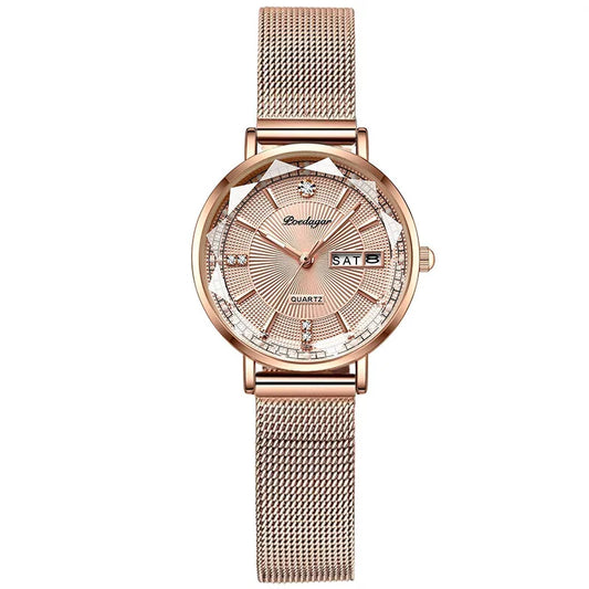 Poedagar 3013 Women's Luxury Quartz Watch – Stainless Steel Band, Waterproof, Date