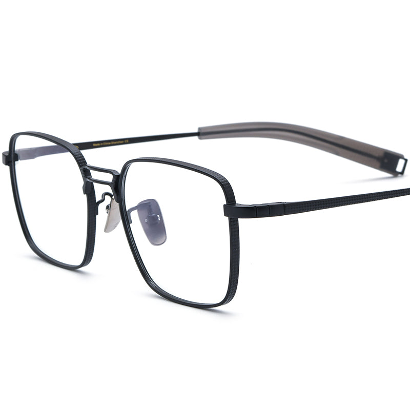 Lightweight Titanium Square Optical Glasses - Black - MCROONS