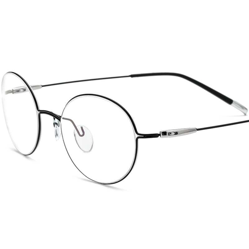 Designer Screwless Titanium Round Optical Glasses - Black - MCROONS