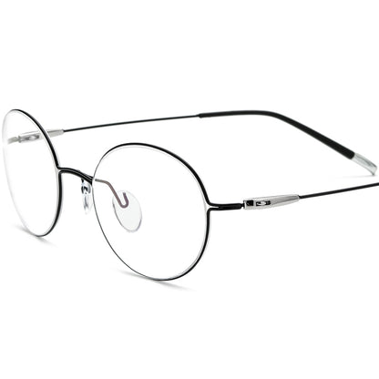Designer Screwless Titanium Round Optical Glasses - Black - MCROONS