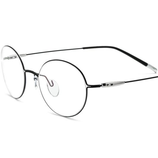 Designer Screwless Titanium Round Optical Glasses - Black - MCROONS